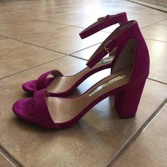 fuschia pink block heels